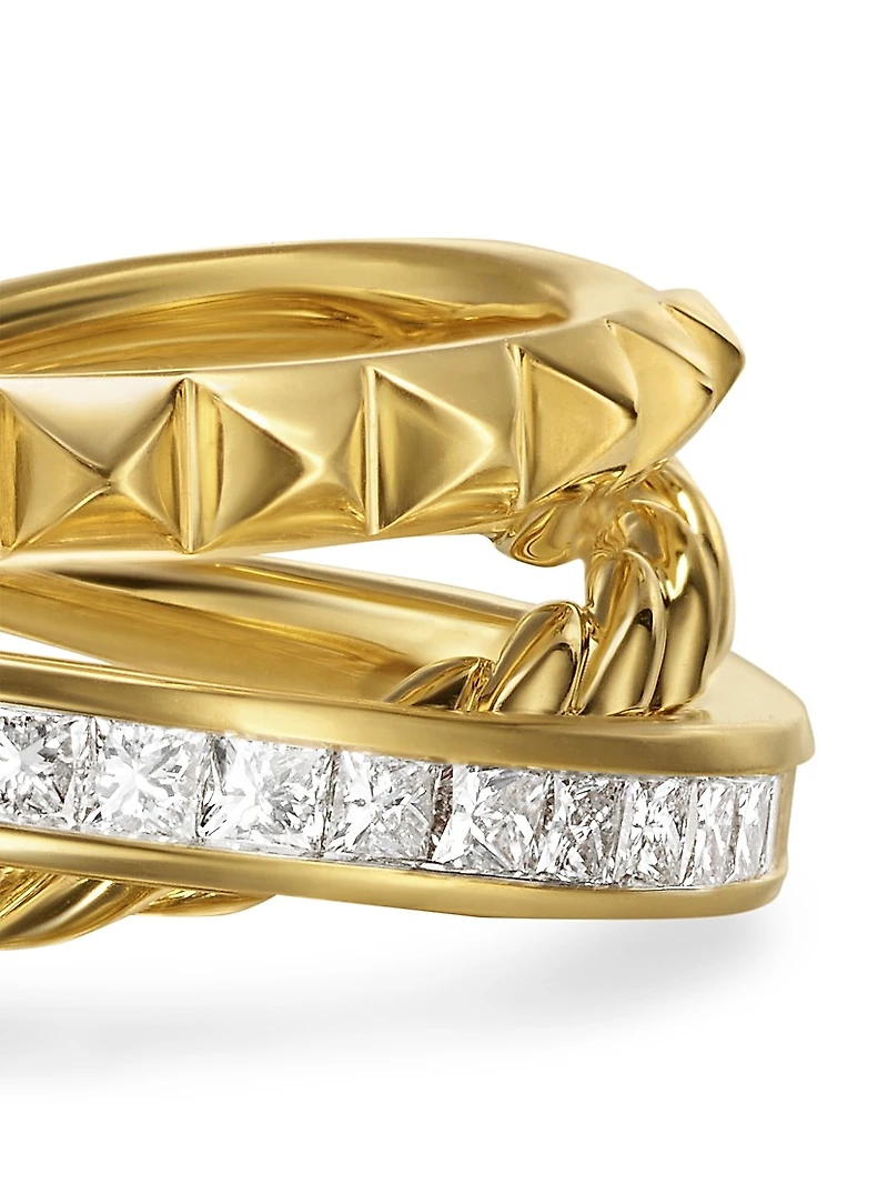 Crossover Trio Three Row Ring 18K Yellow Gold