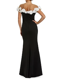 Floral Stretch-Crepe Mermaid Gown