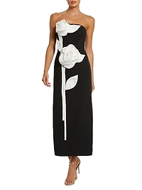Floral Crepe Strapless Maxi Dress