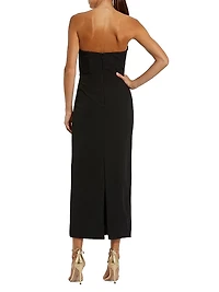 Floral Crepe Strapless Maxi Dress