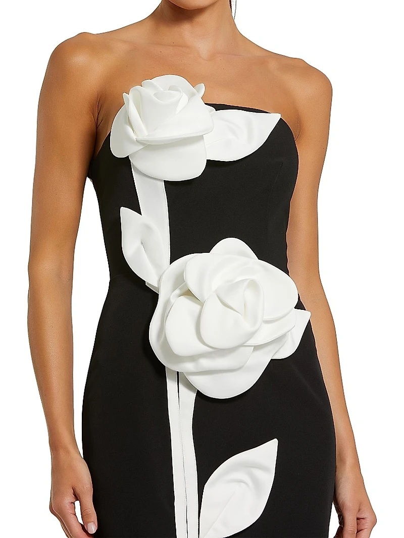 Floral Crepe Strapless Maxi Dress