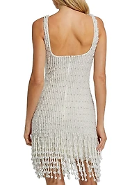 Imitation Pearl-Embellished Beaded Minidress