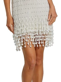 Imitation Pearl-Embellished Beaded Minidress