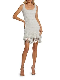 Imitation Pearl-Embellished Beaded Minidress
