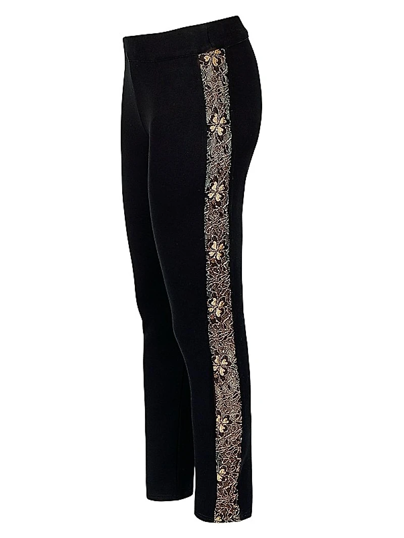 Donna Lace-Trim Leggings