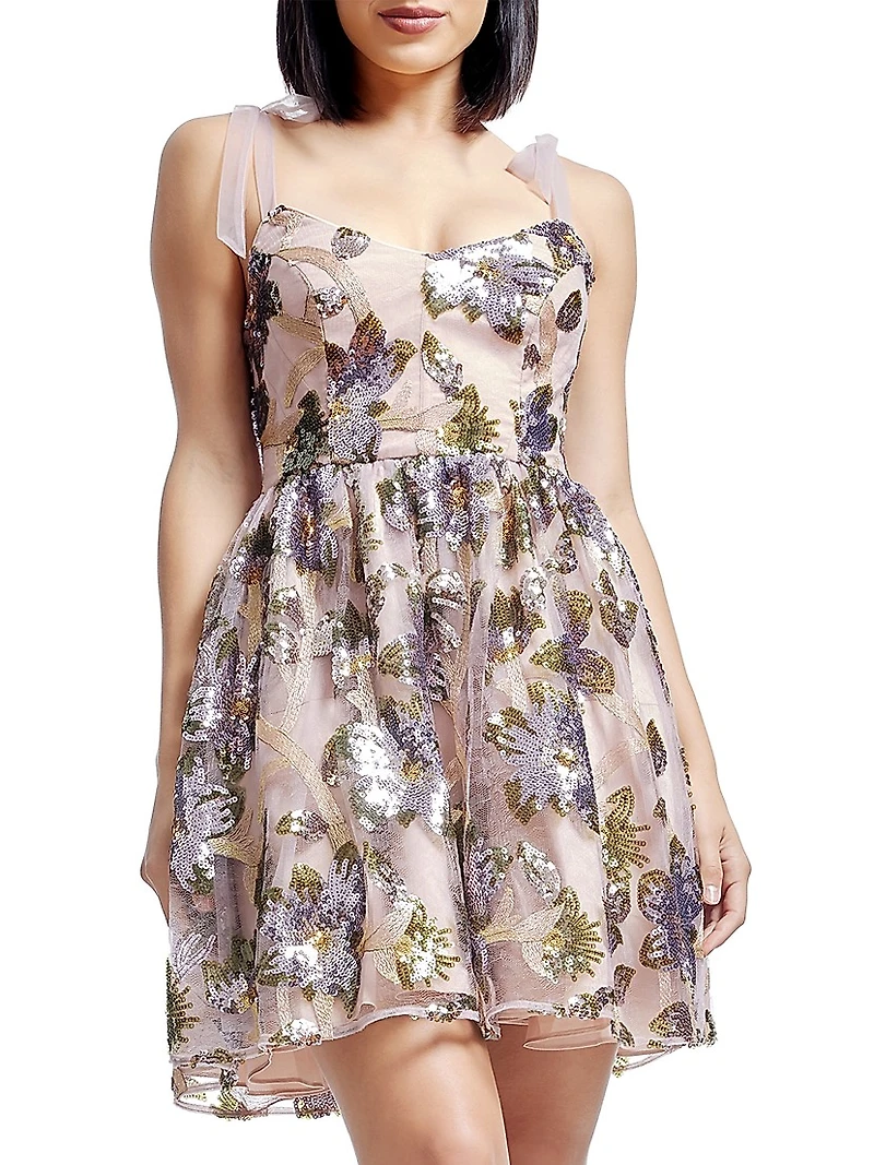 Kaitrin Sequin Fit & Flare Minidress