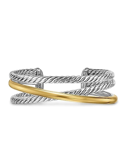 Crossover Three Row Cuff Bracelet Sterling Silver