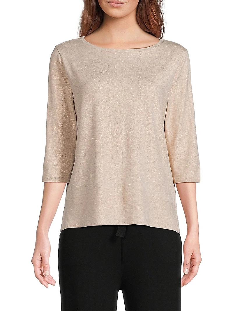 Soft Touch Metallic Boatneck T-Shirt