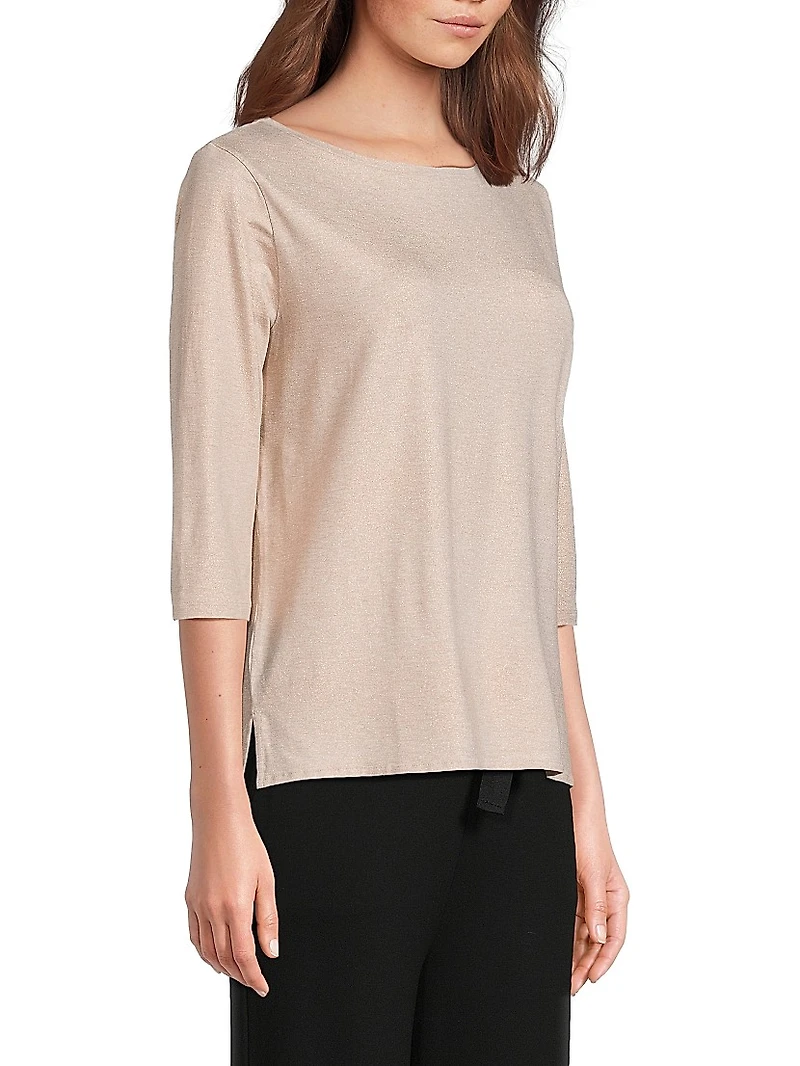 Soft Touch Metallic Boatneck T-Shirt