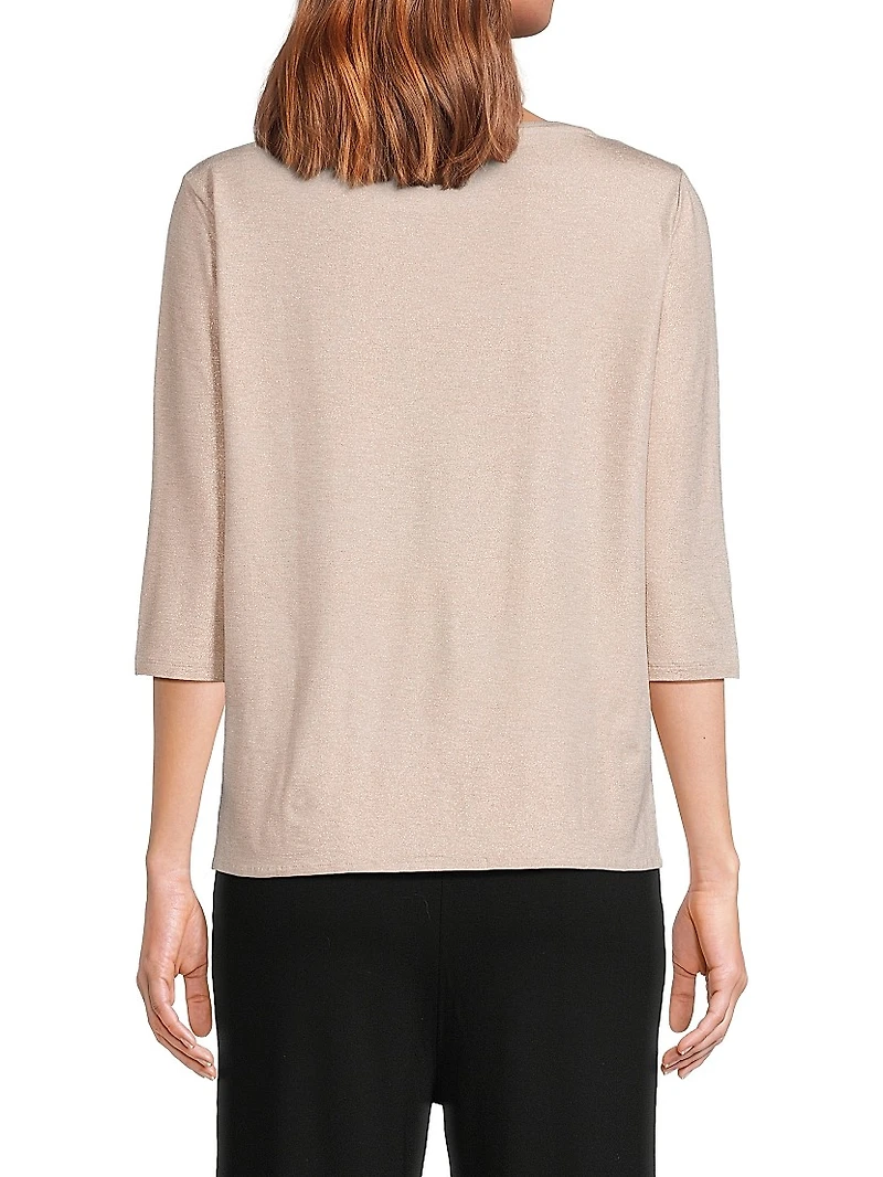Soft Touch Metallic Boatneck T-Shirt