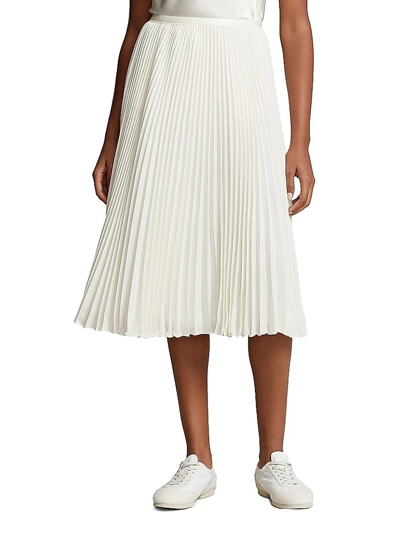 Georgette Pleated Midi-Skirt