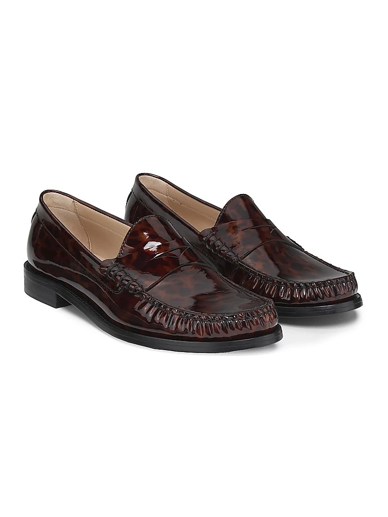 Lottie Tortoise Glossy Leather Loafers