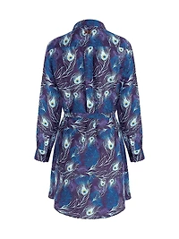 Eye Of The Wind Feather-Print Cotton-Silk Mini-Shirtdress