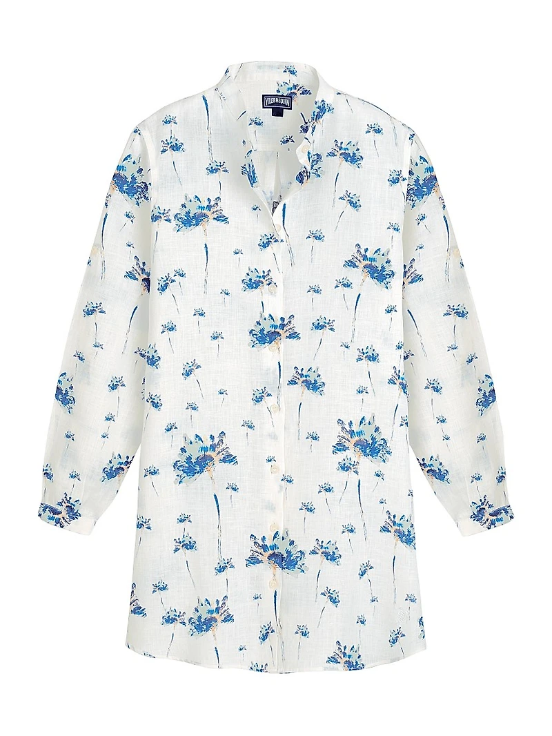 Herbier Floral Linen Mini Shirtdress