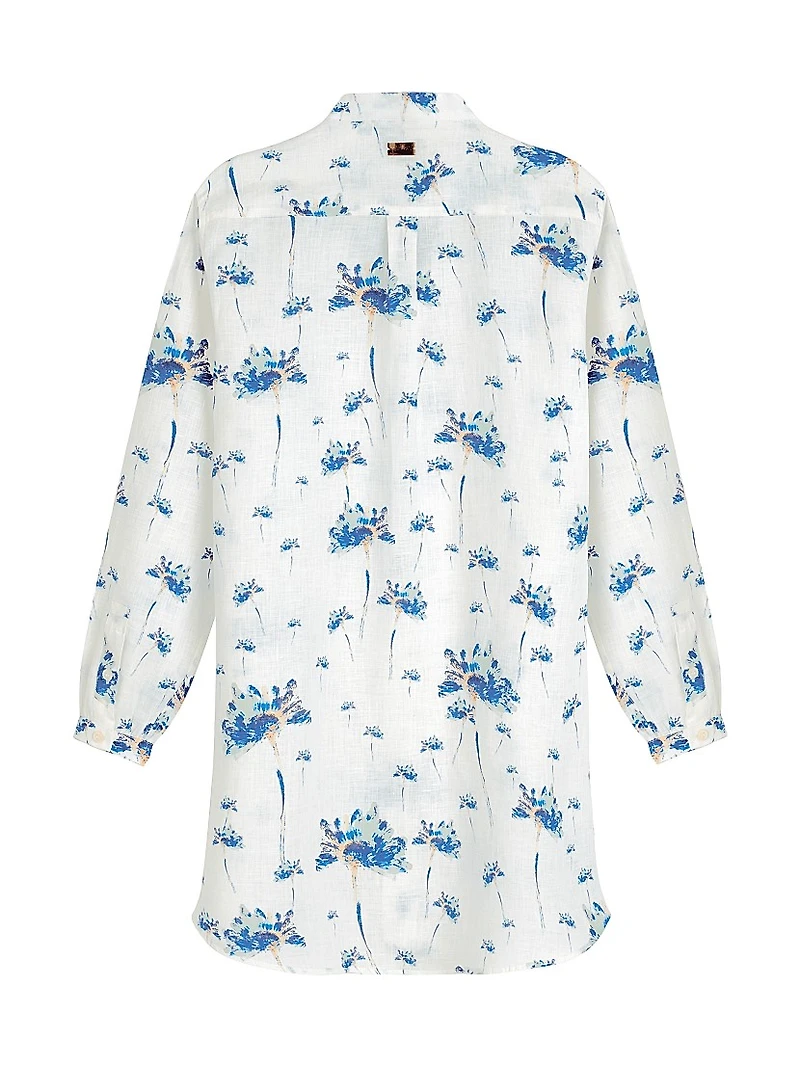 Herbier Floral Linen Mini Shirtdress