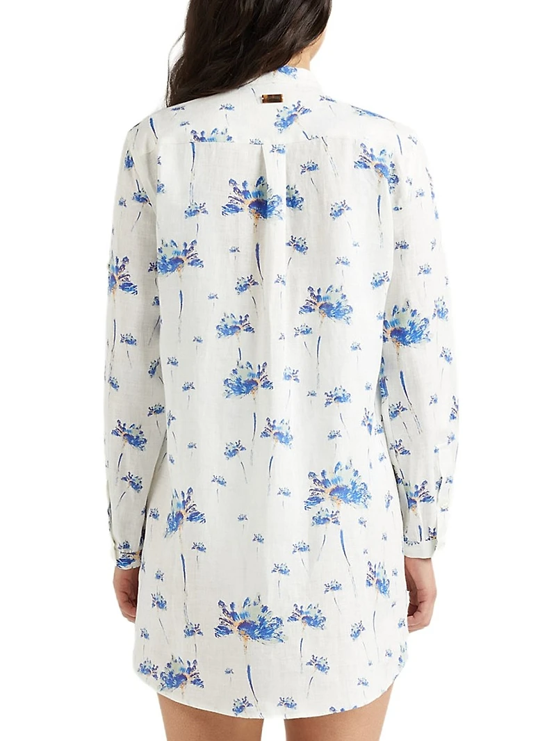 Herbier Floral Linen Mini Shirtdress