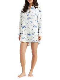Herbier Floral Linen Mini Shirtdress