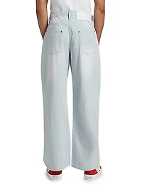 Light Blue Oversized Embroidered Jeans