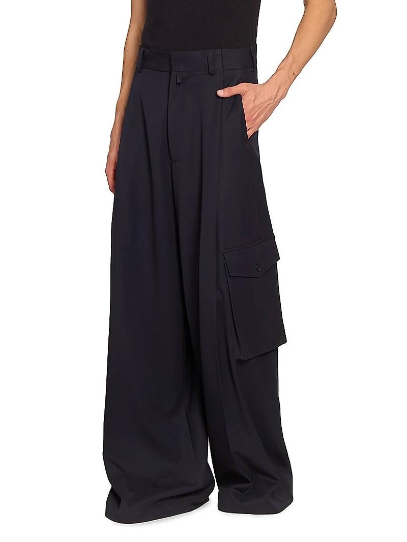 Piers Wool Pleated Cargo Pants