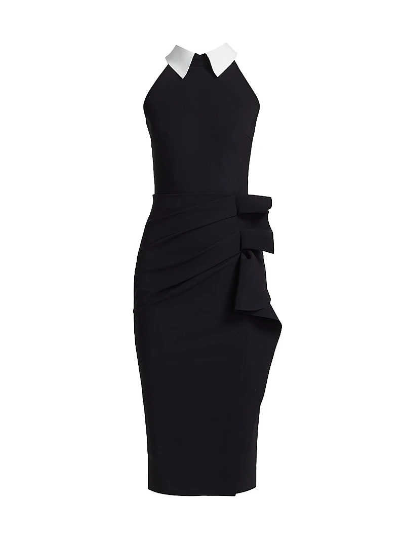 Ferflum Collared Skirt Ruffle Cocktail Dress