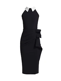 Ferflum Collared Skirt Ruffle Cocktail Dress