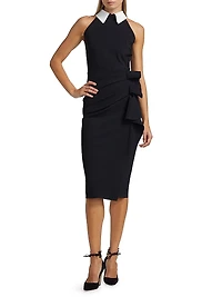 Ferflum Collared Skirt Ruffle Cocktail Dress