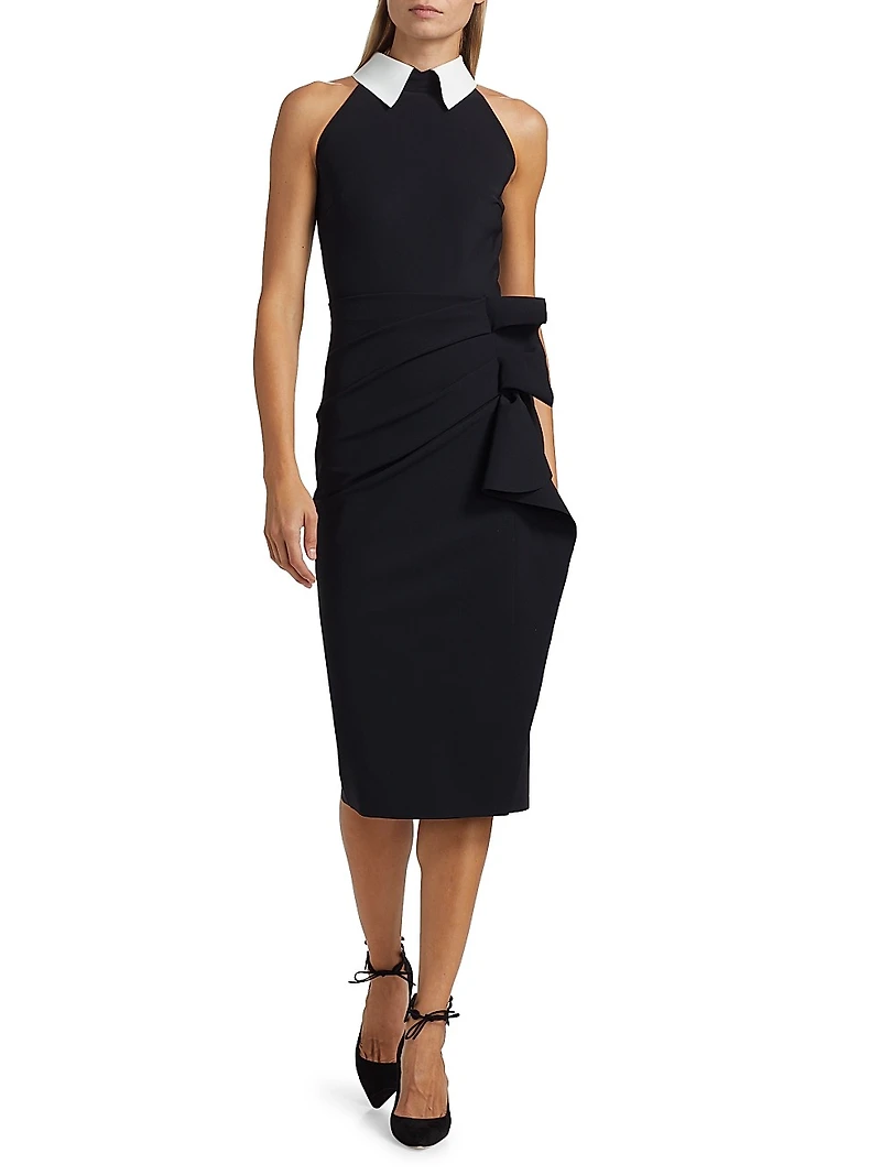 Ferflum Collared Skirt Ruffle Cocktail Dress