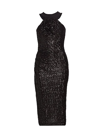 Akike Sequined Halter Cocktail Dress