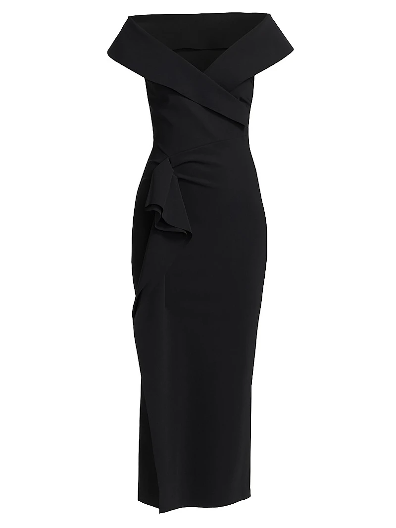 Norshana Portrait-Neck Cocktail Dress