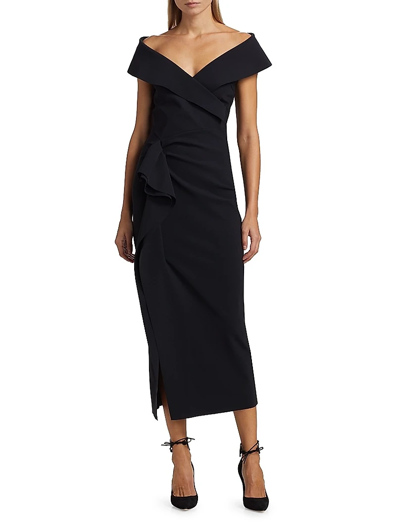 Norshana Portrait-Neck Cocktail Dress