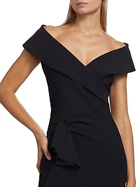 Norshana Portrait-Neck Cocktail Dress
