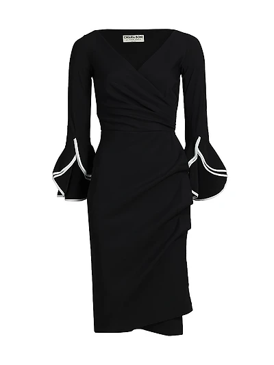 Triana Piped-Cuff Sheath Dress