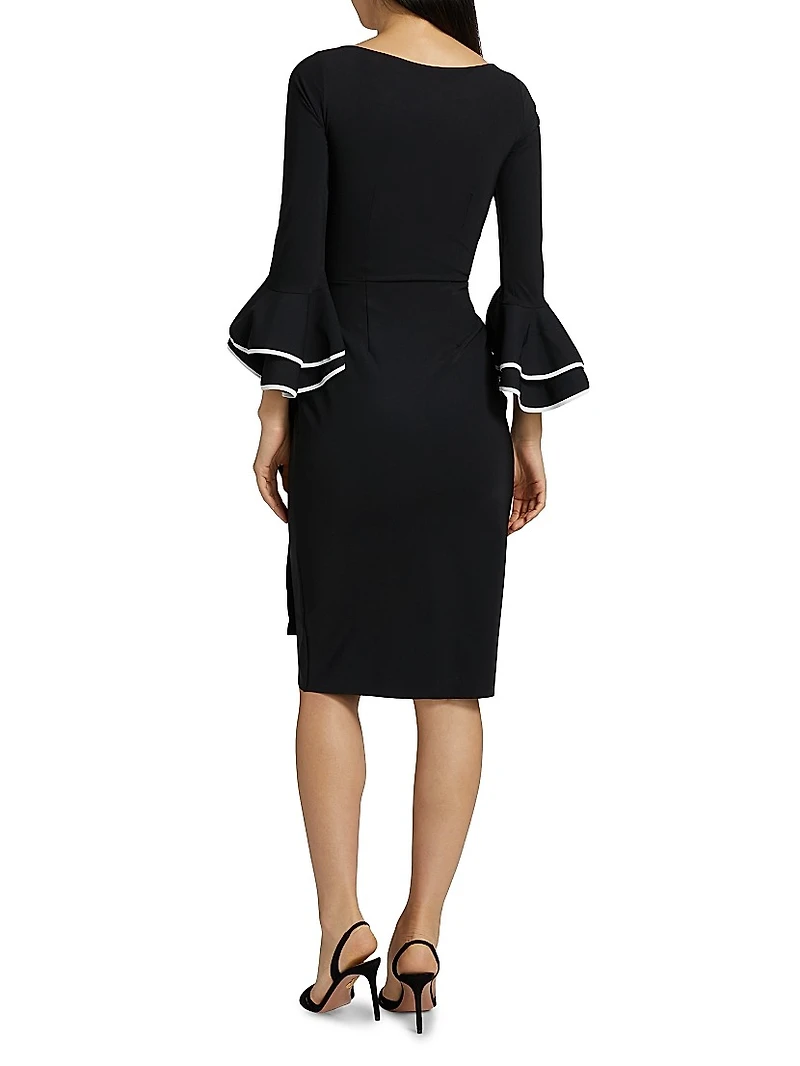 Triana Piped-Cuff Sheath Dress