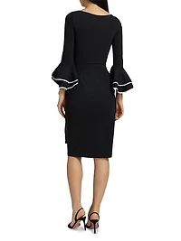Triana Piped-Cuff Sheath Dress