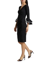 Triana Piped-Cuff Sheath Dress