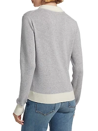 Wool Contrast-Trimmed Wool Long-Sleeve Polo Top