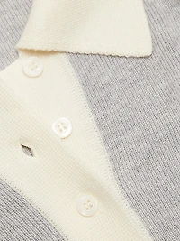 Wool Contrast-Trimmed Wool Long-Sleeve Polo Top