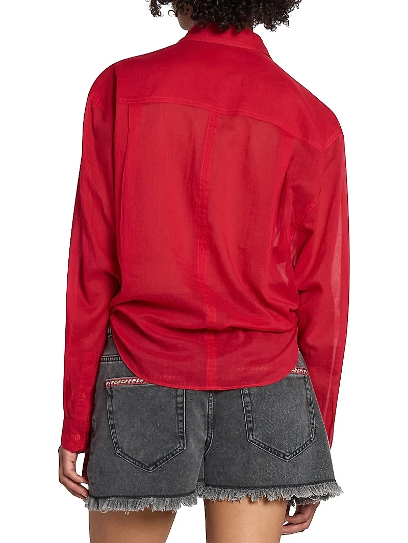 Nath Tie-Waist Button-Front Crop Top