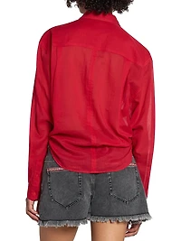 Nath Tie-Waist Button-Front Crop Top