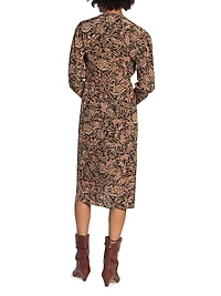 Zeliha Paisley Twist-Front Knee-Length Dress