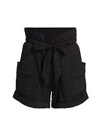 Sereni Woven Paperbag-Waist Shorts