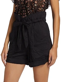 Sereni Woven Paperbag-Waist Shorts