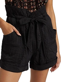 Sereni Woven Paperbag-Waist Shorts