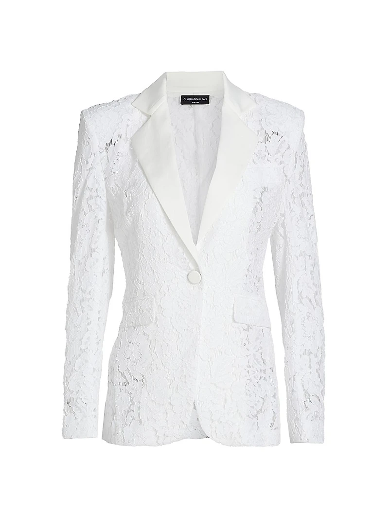 Zoya Lace Cotton-Blend Single-Breasted Blazer