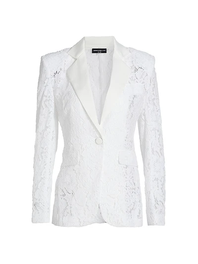 Zoya Lace Cotton-Blend Single-Breasted Blazer