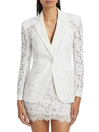Zoya Lace Cotton-Blend Single-Breasted Blazer