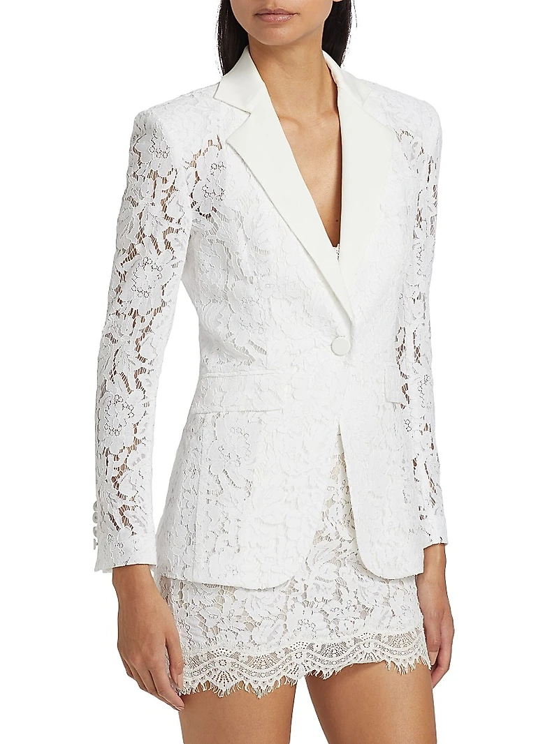 Zoya Lace Cotton-Blend Single-Breasted Blazer