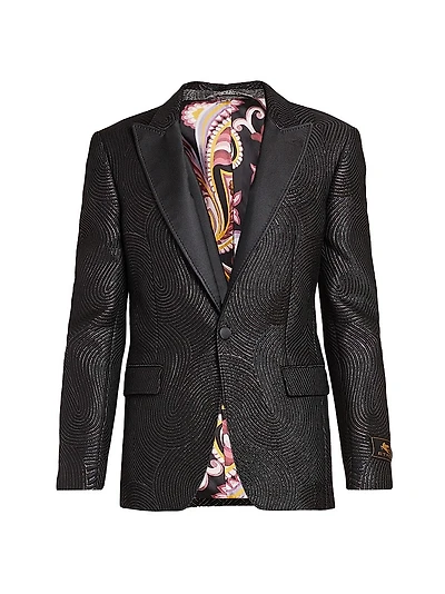 Sparkle Swirl Textured Single-Breasted Blazer
