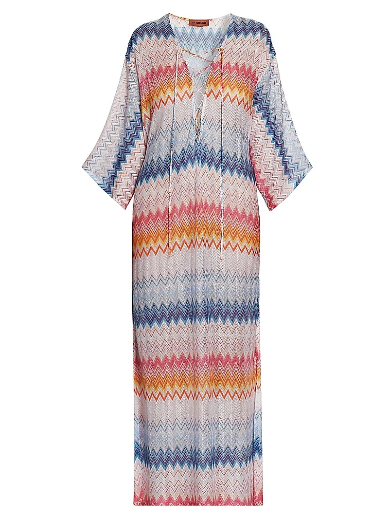 Chevron Lace-Up Long Cover-Up