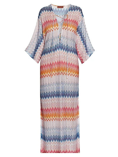Chevron Lace-Up Long Cover-Up